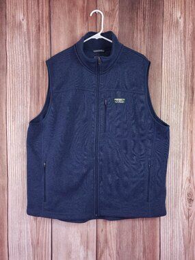 LL Bean Mens XL Reg Beans Sweater Fleece Vest Slightly Fitted Navy Blue 505974